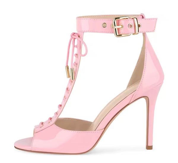 Women Fashion Open Toe Lace Up Buckled Ankle Strap Sandals
