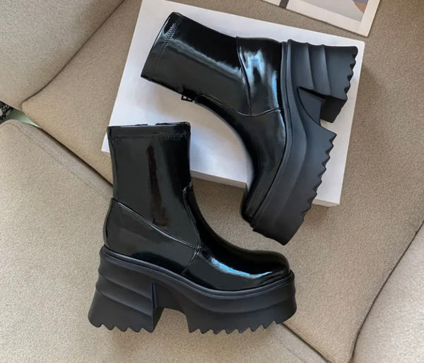 Women Fashion Ankle/Mid/Knee High Patent Leather Boots