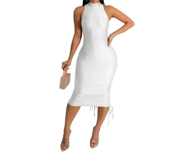 Women Sexy Sleeveless Open Back Tie Up Dress