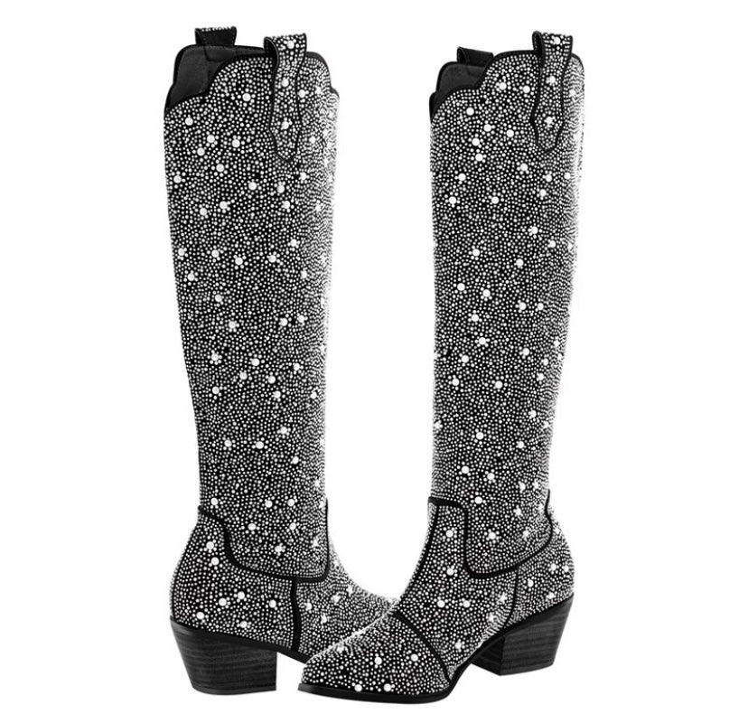 Women Bling Fashion Knee High Western Boots