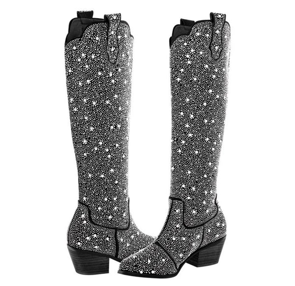Women Bling Fashion Knee High Western Boots