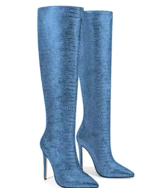 Women Color High Heel Fashion Knee High Boots