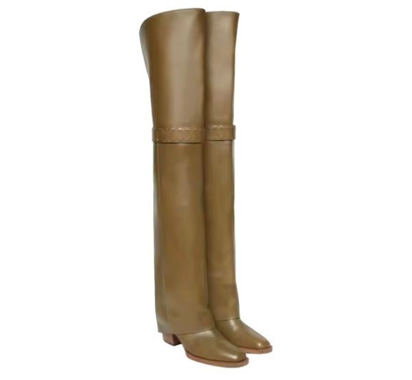 Women Fashion Over The Knee Faux Leather Boots