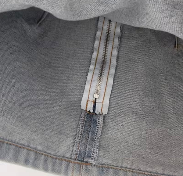 Women Fashion 3D Floral Blue Denim Skirt