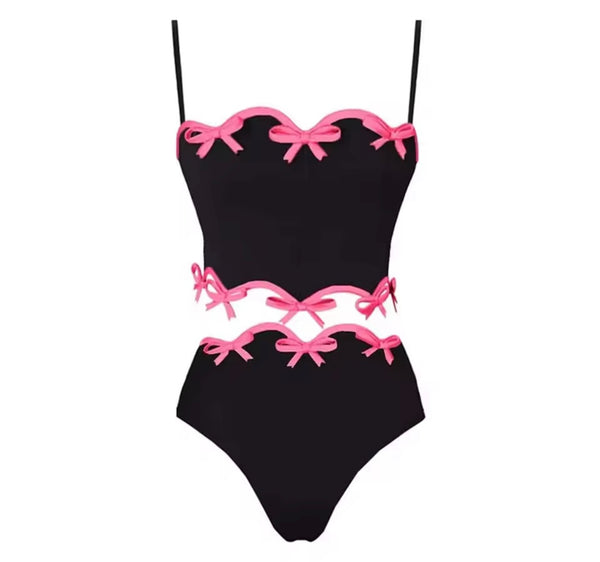 Women Sexy Color Patchwork Bow Bikini/Swimsuit Cover Up Set