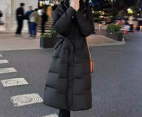 Women Fashion Hooded Puff Long Jacket