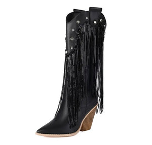 Women Fashion Bling Tassel Western Boots