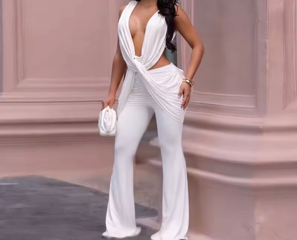 Women Draped Sleeveless Hollow Out Jumpsuit