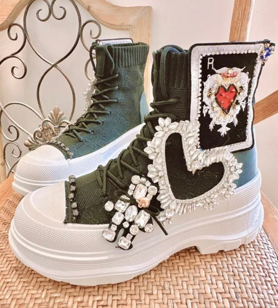 Women Fashion Color Patchwork Platform Lace Up Sneakers