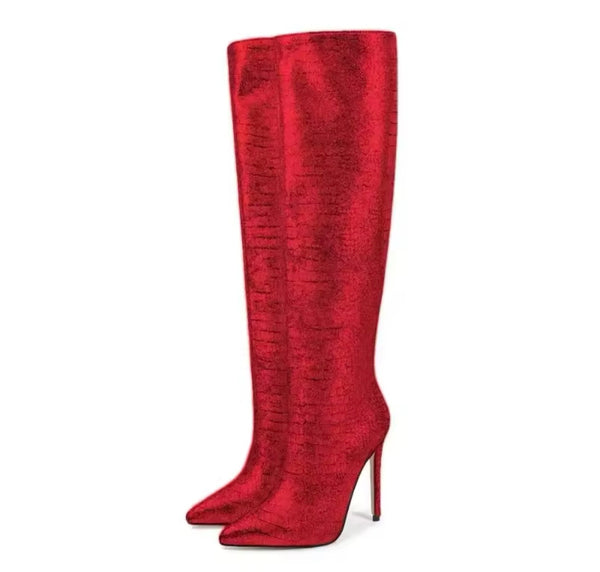 Women Color High Heel Fashion Knee High Boots