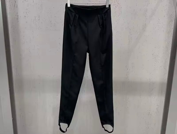 Women Fashion High Waisted Pocket Straight-Leg Pants