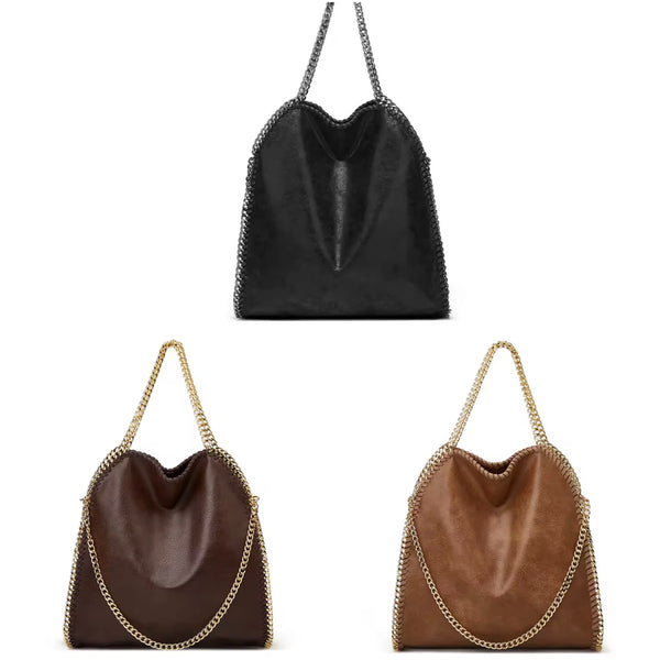 Women Color Fashion Faux Leather Chain Handbag Purse