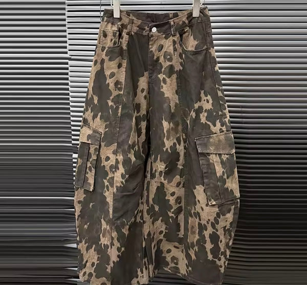 Women Fashion Color Patchwork Animal Print Wide Leg Pants