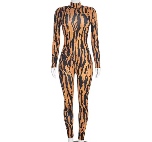 Women Fashion Open Back Full Sleeve Printed Jumpsuit