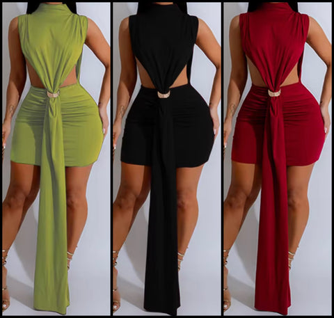Women Sexy Sleeveless Metal Tassel Dress