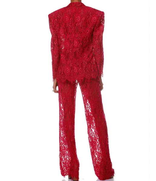 Women Sexy Fashion Lace Three Piece Pant Set