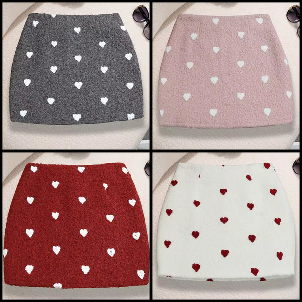 Women Sexy Fashion Furry Heart Patchwork Skirt