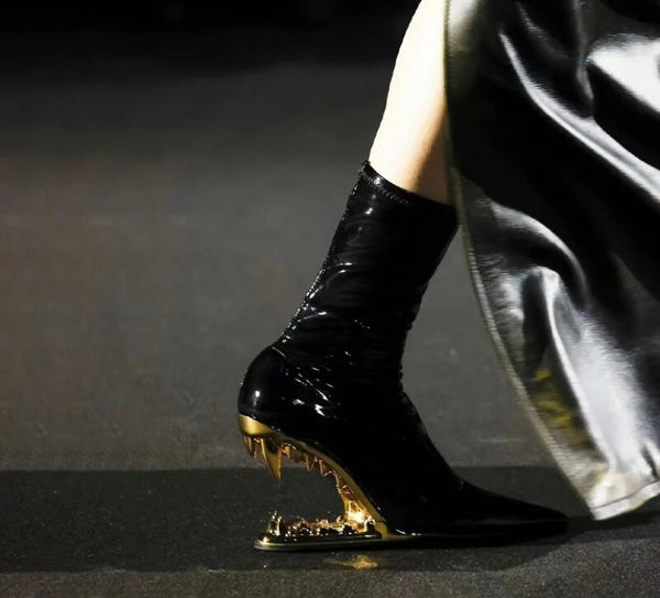 Women Fashion Patent Leather Wedge Platform Ankle Boots