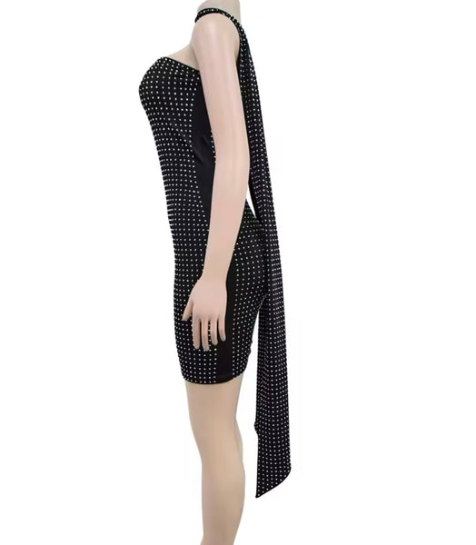 Women Sexy Strapless Bling Scarf Dress