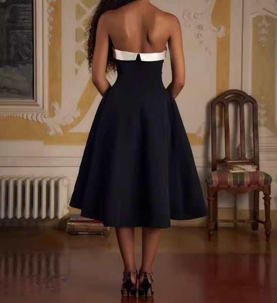 Women Strapless Sexy Knee Length Dress
