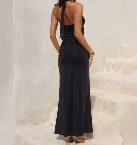 Women Sexy Sleeveless Cut Out Tassel Maxi Dress