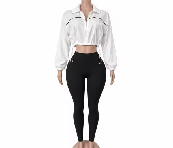 Women Fashion B&W Full Sleeve Pullover Two Piece Pant Set