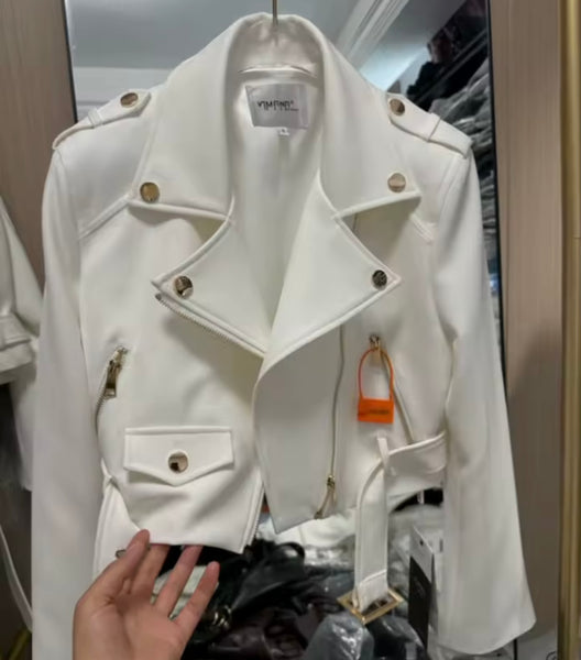 Women Fashion Zip Up Buckled Jacket