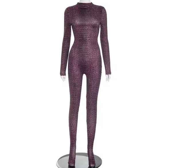 Women Animal Print Full Sleeve Fashion Feet In Jumpsuit