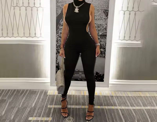 Women Sleeveless Open Back Fashion Jumpsuit