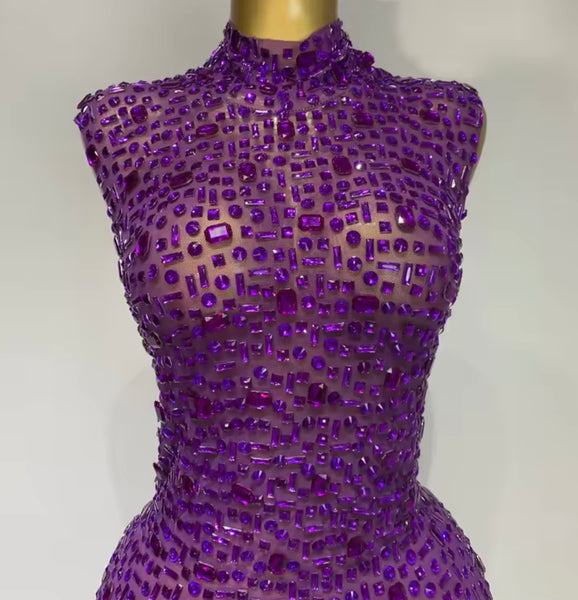 Women Sexy Sleeveless Color Crystal Mesh Maxi Dress