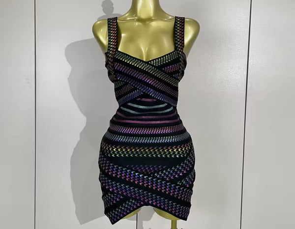 Women Sexy Sleeveless Multicolored Dress