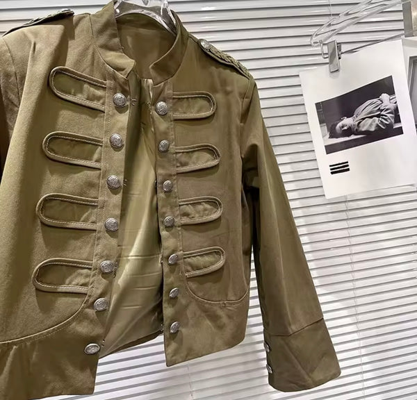 Women Fashion Button Vintage Jacket