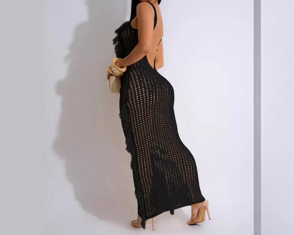 Women Sexy Knitted Fringe Sleeveless Dress