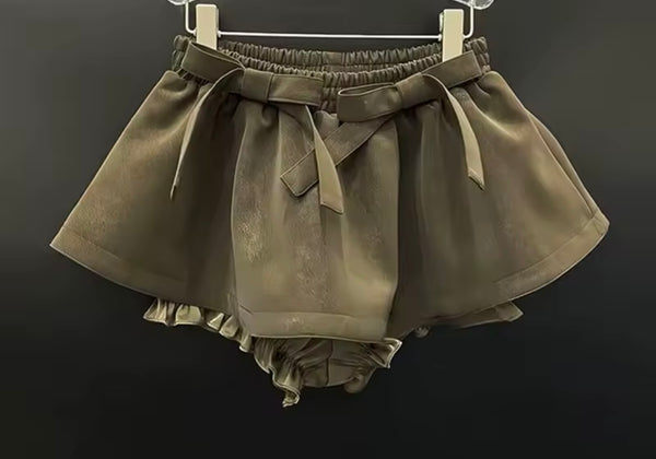 Women Collar Button Up Ruffled Jacket Two Piece Skirt Set