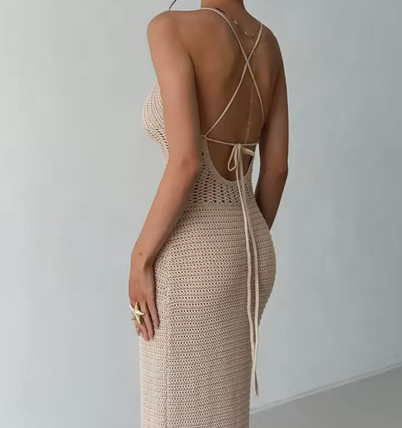 Women Sexy Sleeveless Knitted Maxi Dress