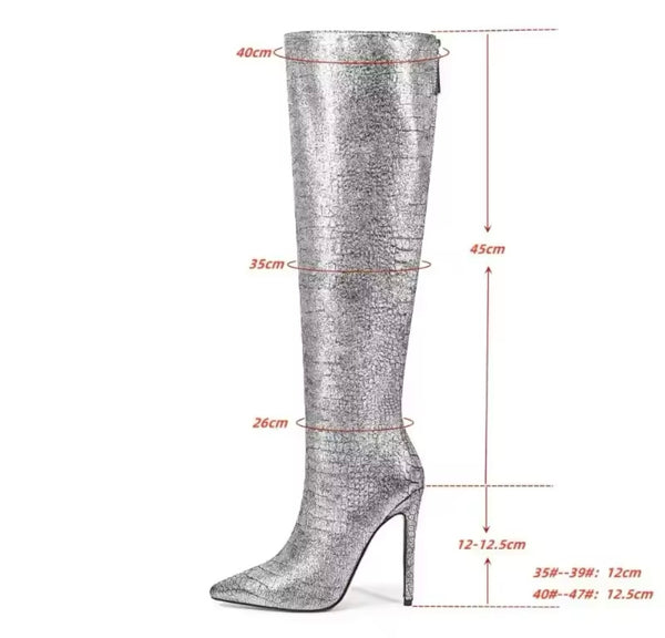 Women Color High Heel Fashion Knee High Boots