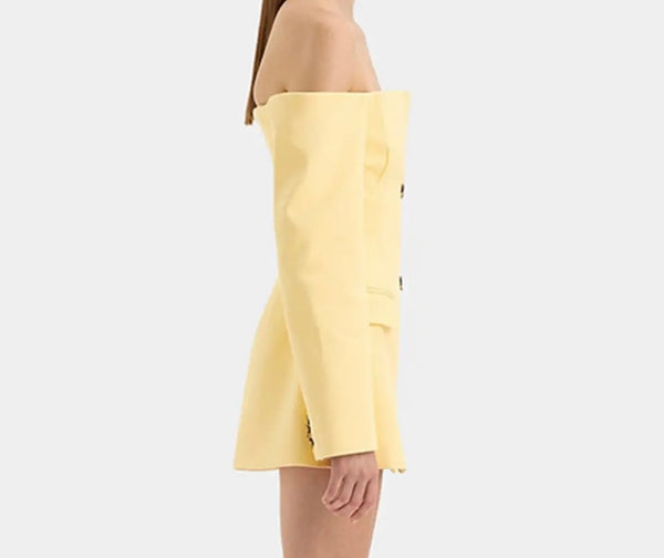 Women Sexy Off The Shoulder Button Up Full Sleeve Blazer Dress