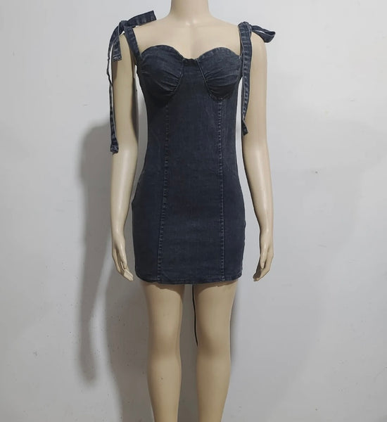 Women Sexy Sleeveless Denim Dress