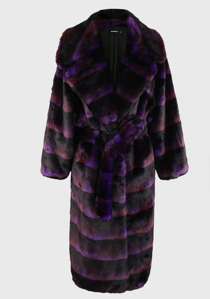 Women Colorful Faux Fur Fashion Trench Jacket