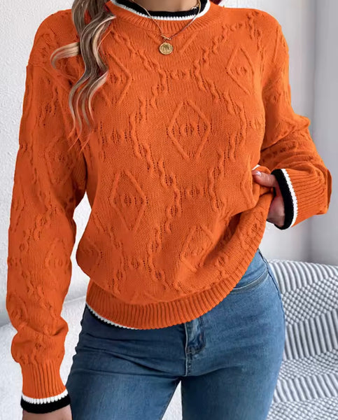 Women Color Striped Full Sleeve Fashion Sweater Top
