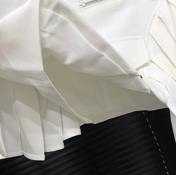 Women Sexy Fashion Zipper Pleated Asymmetrical Skirt