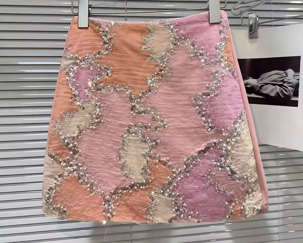 Women Sexy Fashion Sequins Color Patchwork Skirt