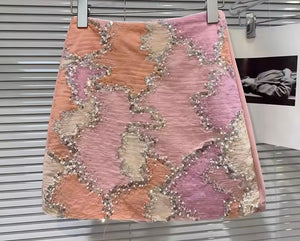 Women Sexy Fashion Sequins Color Patchwork Skirt