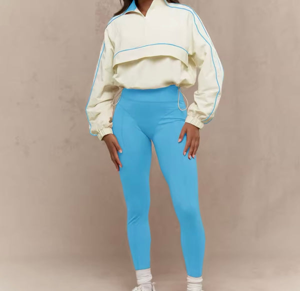 Women Striped Full Sleeve Two Piece Stretch Pant Set