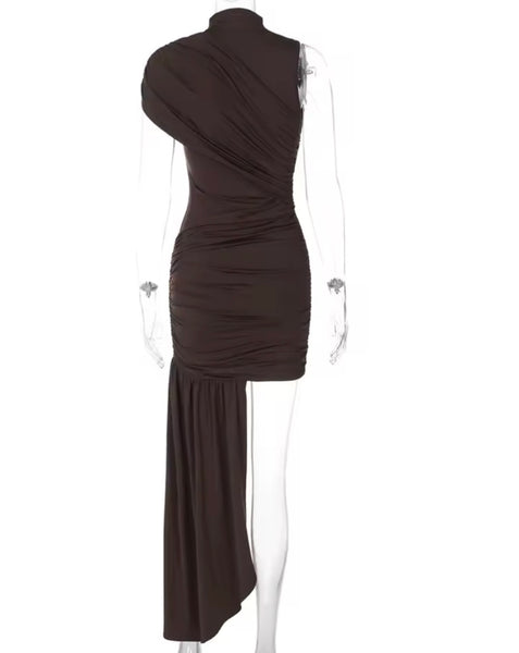 Women Sexy Sleeveless Ruched Tassel Dress