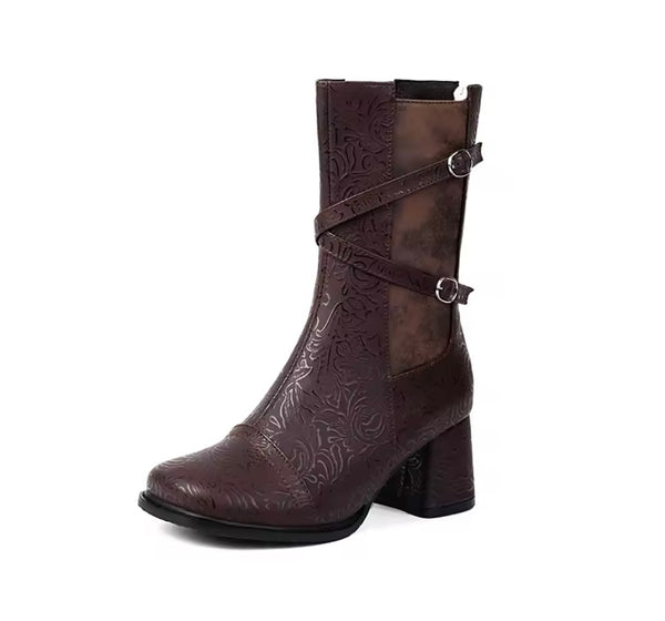 Women Fashion Criss Cross Buckled Ankle Boots