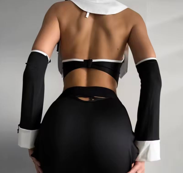Women Sexy Choker Nun Lingerie Set