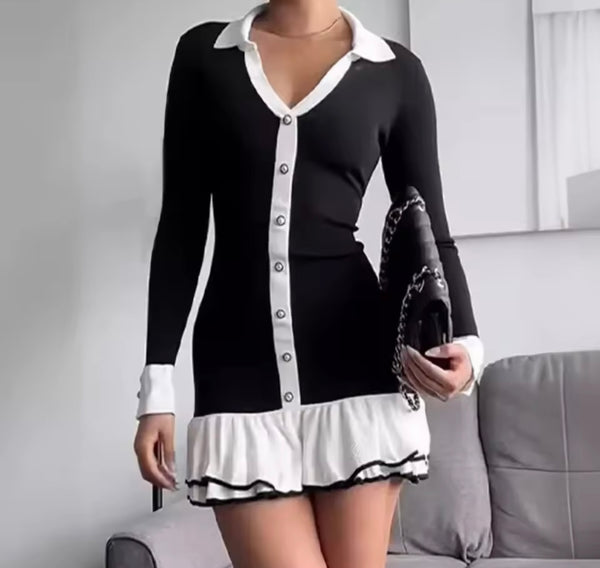 Women Sexy Ruffled Full Sleeve Open Tie Up Back Dress