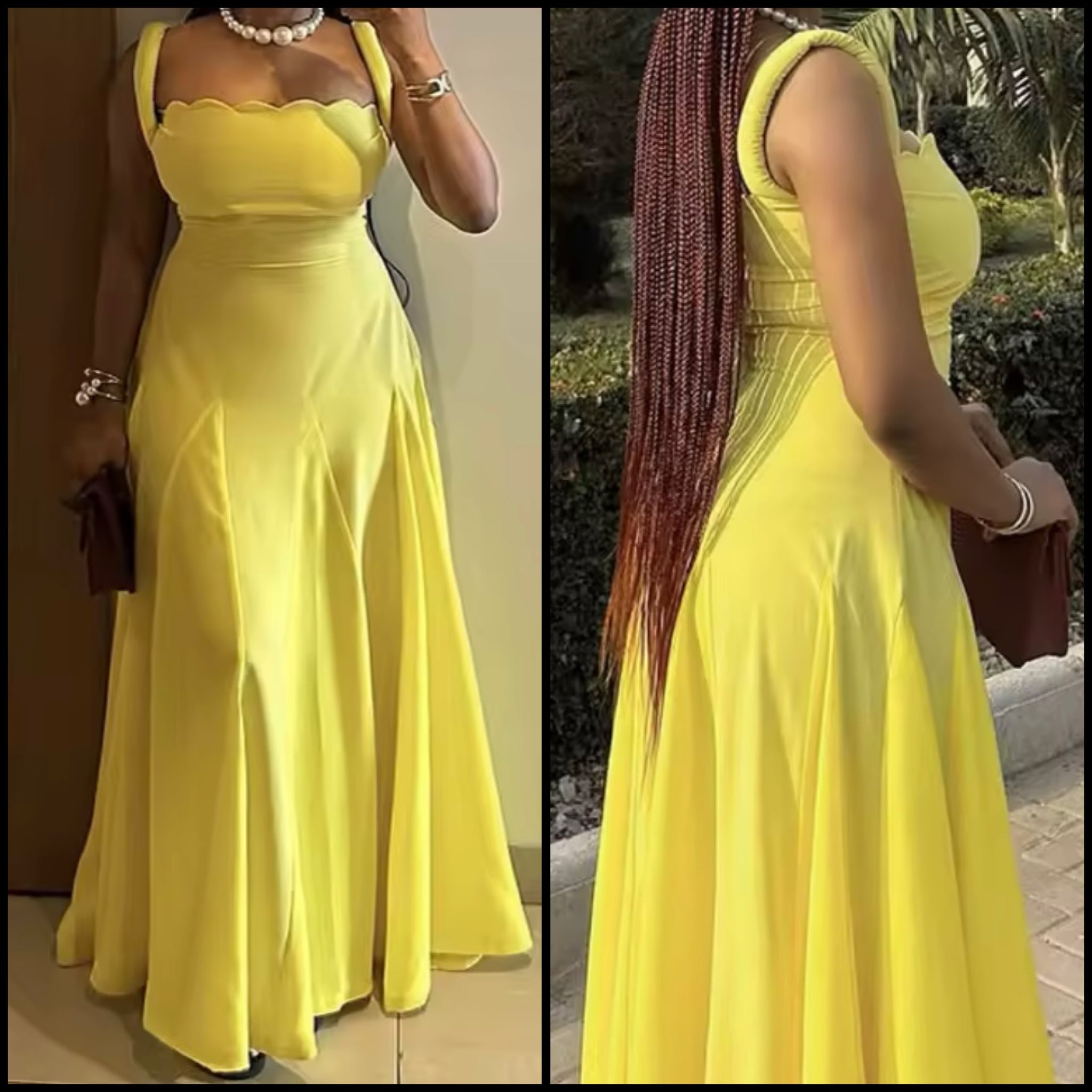 Women Yellow Sleeveless Sexy Maxi Dress