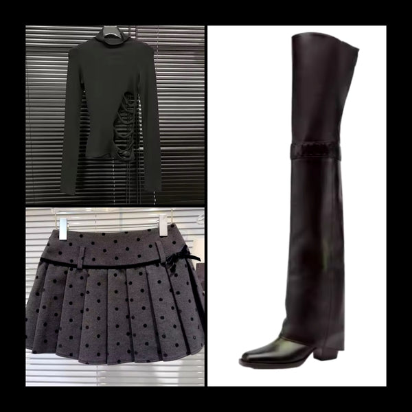Women Fashion Over The Knee Faux Leather Boots